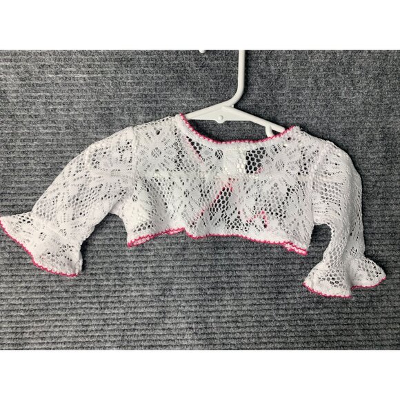 Youngland Baby infant Girls Size 12 months white scrug cardigan sweater lace wit - Picture 2 of 4